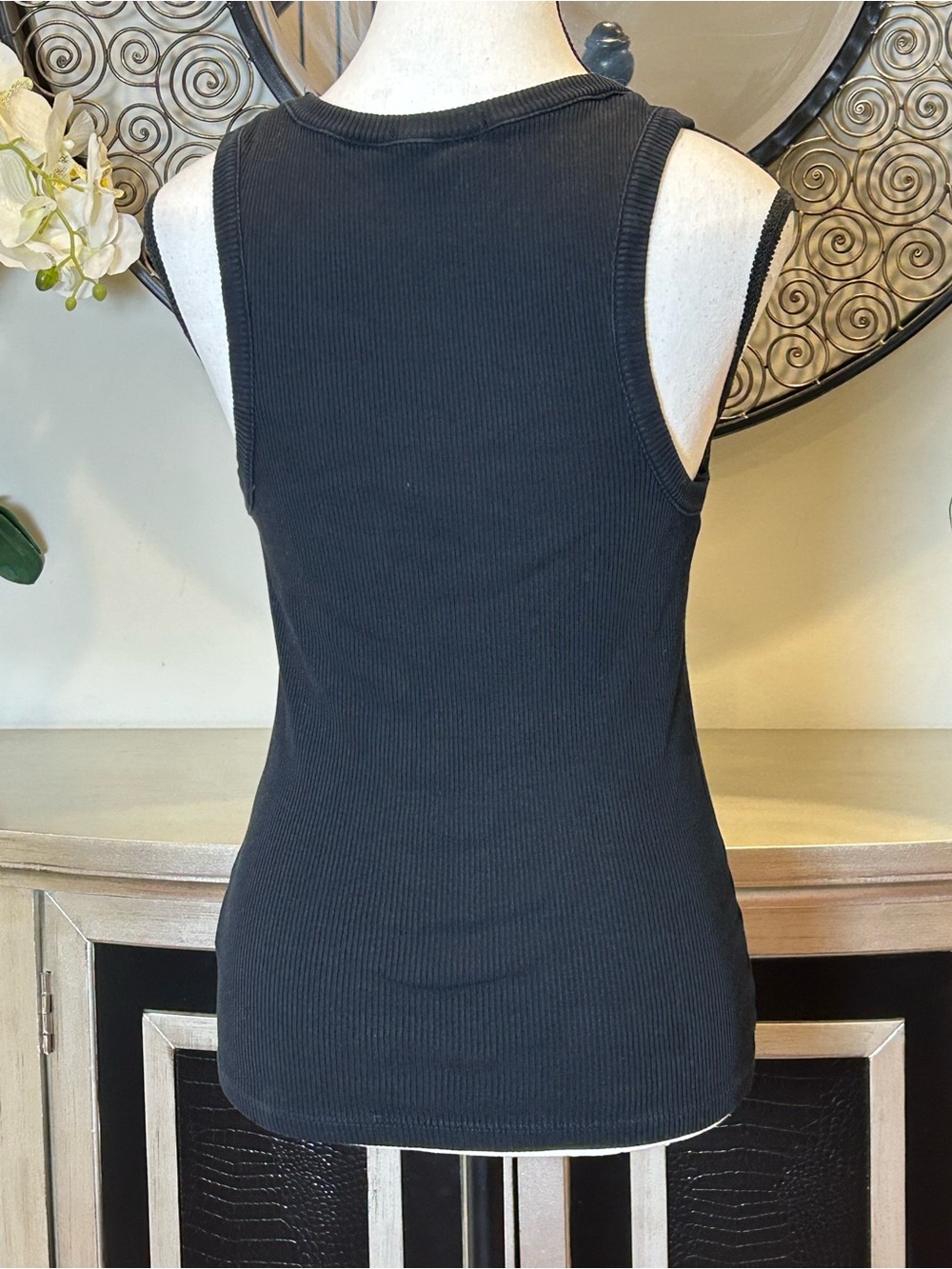 Agolde Black Ribbed Tank Top - Picture 3 of 9